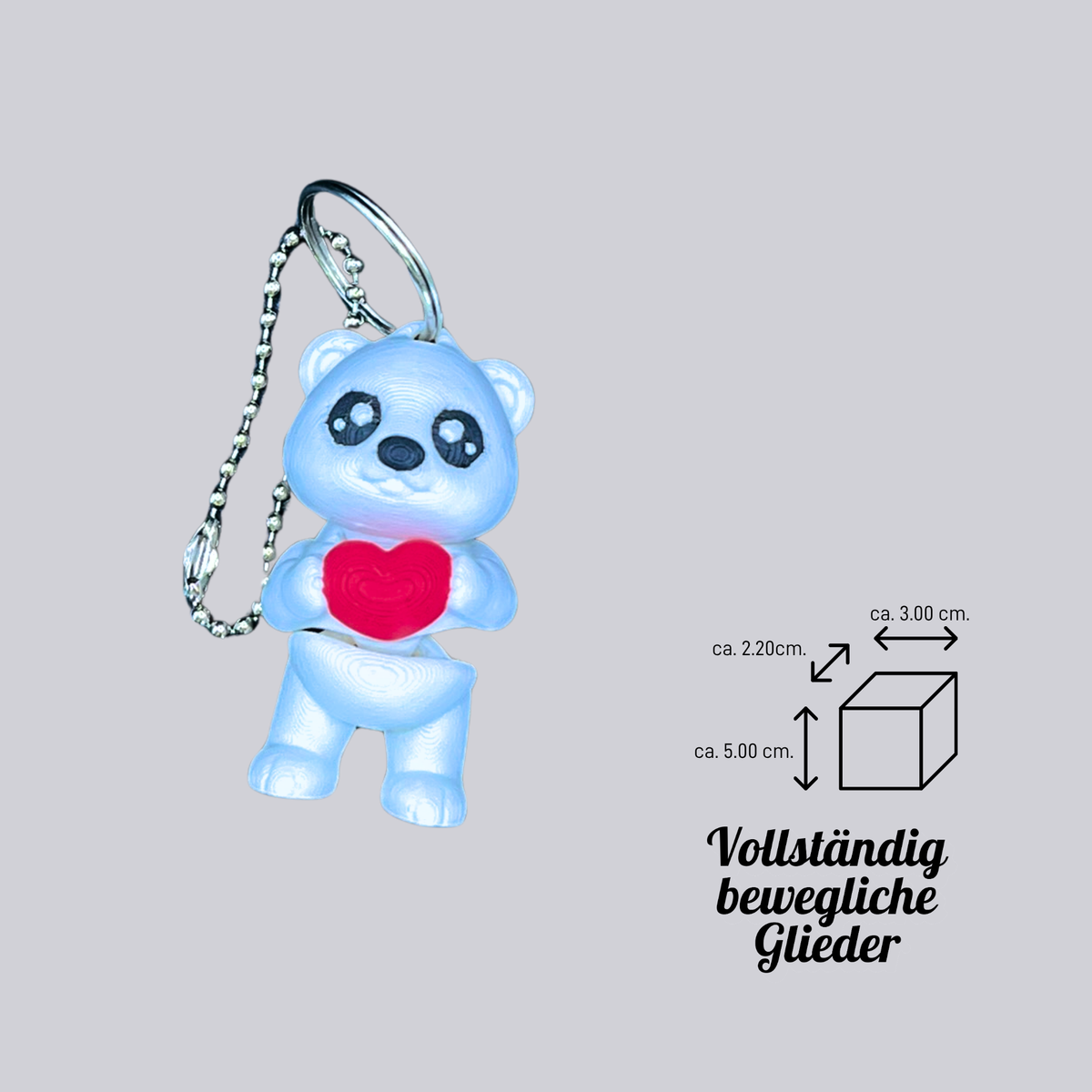 Eisbär mit Herz - Beweglicher Schlüsselanhänger